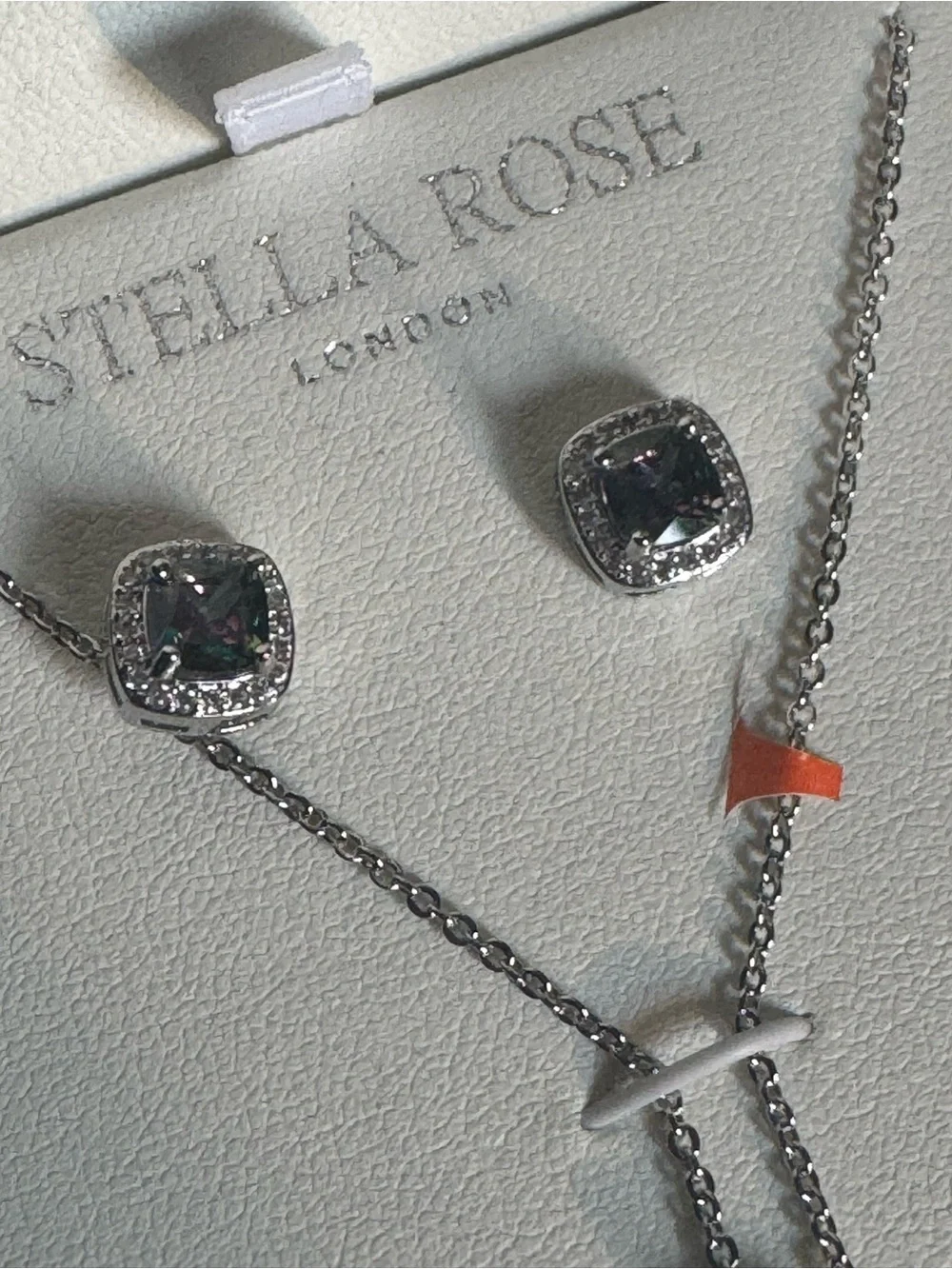 Silver-Plated Mystic Crystal Necklace & Stud Earrings